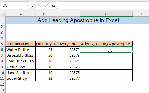 add leading apostrophe in Excel using Format Cells