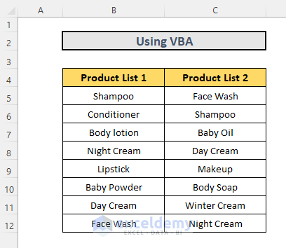 Using VBA to Align Two Sets of Duplicate Values in Excel
