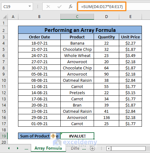 Array formula-VALUE Error in Excel