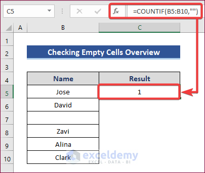check if a cell is empty in excel