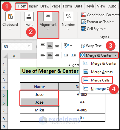 click on Merge cells to combine rows