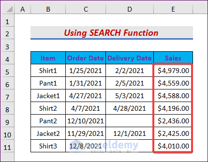 Conditional Formatting Using SEARCH Function for Texts