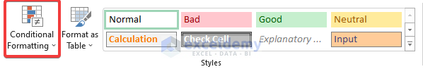 Conditioning Formatting Option in Excel