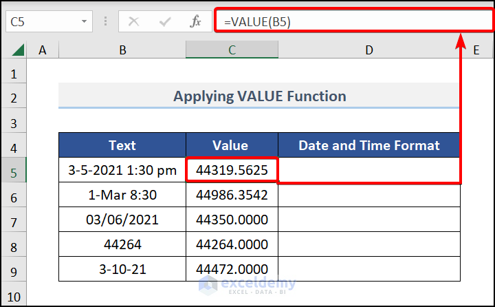 Value Function to convert text to date and time in Excel