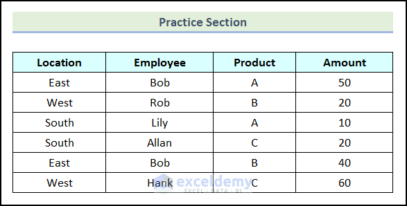 Sample Practice Section provided in each worksheet of the Practice Workbook