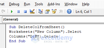 VBA to Delete Column from a Specific Worksheet