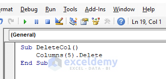 VBA to Delete Single Column in Excel