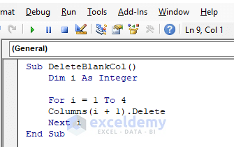VBA to Delete Blank Columns in Excel