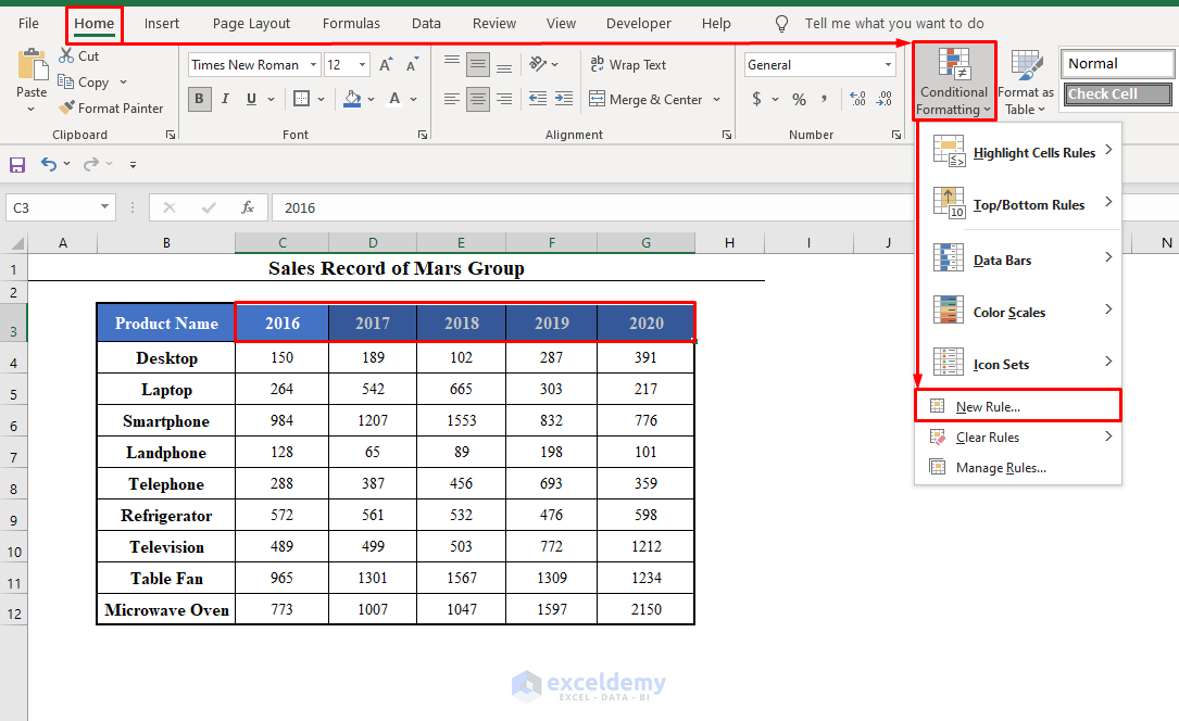 Selecting Single Row to Apply Conditional Formatting Based on Multiple Values of Another Cell in Excel