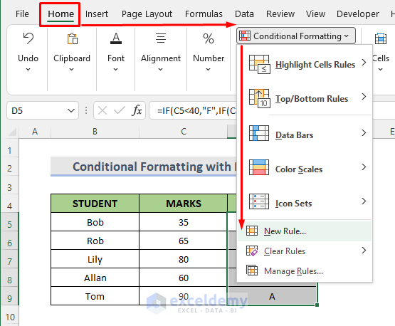 Excel Conditional Formatting Formula with Multiple IF Statements