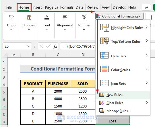 Conditional Formatting Formula with IF in Excel