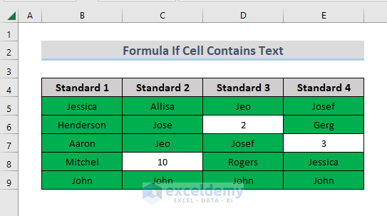 excel conditional formatting formula if cell contains text result