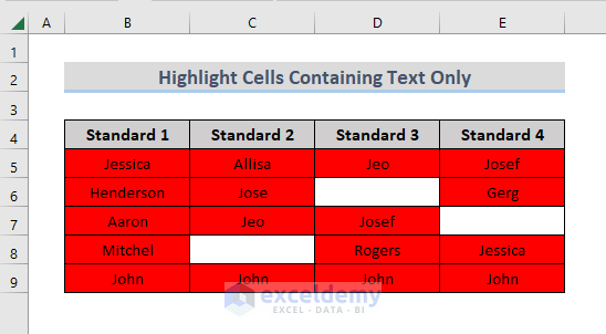 excel conditional formatting formula if cell contains text result