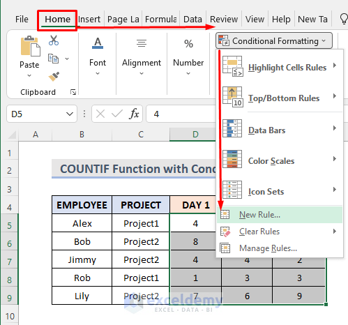 Using Excel COUNTIF Function with Conditional Formatting on More Than Two Columns