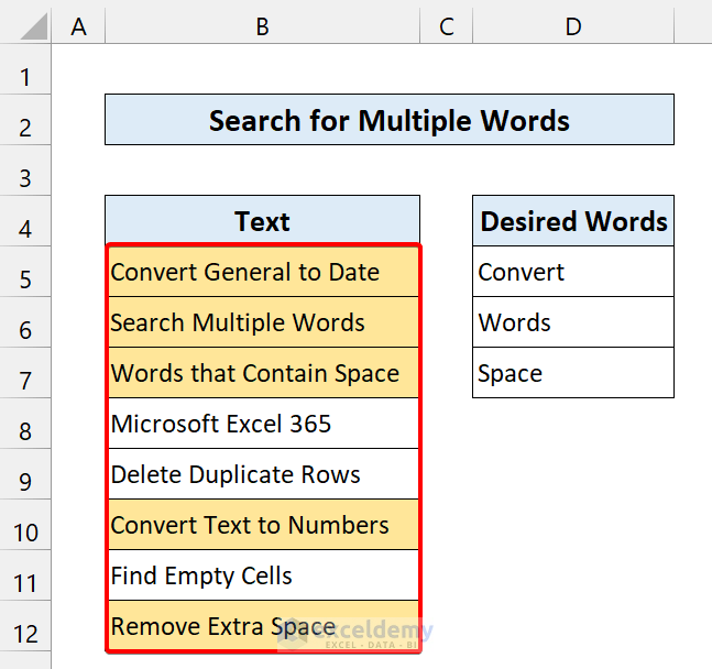Apply Conditional Formatting Search For Multiple Words In Excel