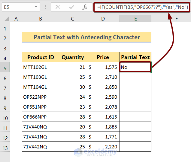 Look Over If Partial Text with Specific Character Contains at the Beginning