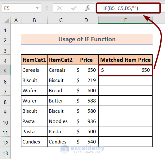 Use of IF Function to Copy Values to Another Cell If Two Cells Match