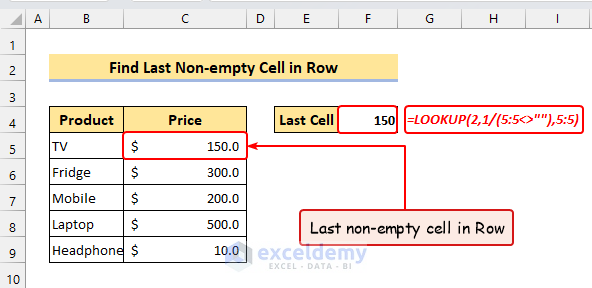 Finding Last Non-empty Cell in Row