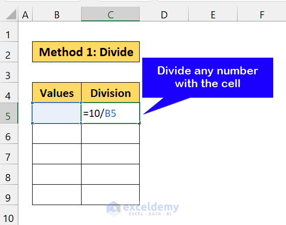 divide by the blank or null cell