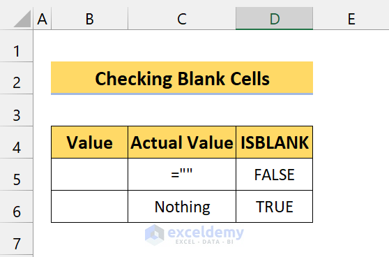 checking blank cells in excel
