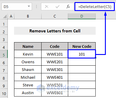 Remove All Letters from Cell with VBA UDF in Excel