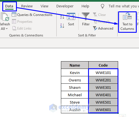 Remove Letters from Cell with Text to Column Tool of Excel