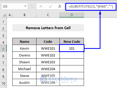 Remove Specific Letters from Cell with the SUBSTITUTE Function in Excel
