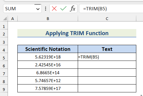 excel scientific notation to text