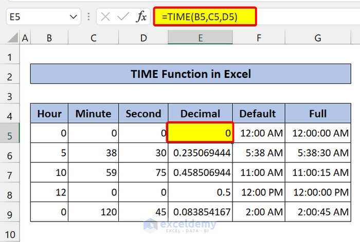 How to Use TIME Function in Excel