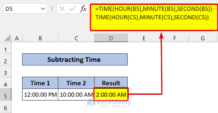 time function in excel