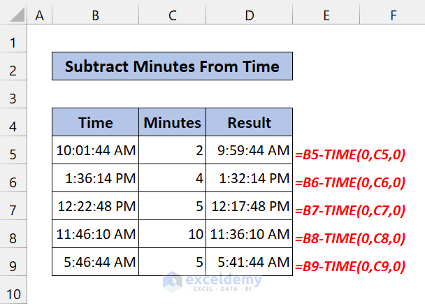 Add or Subtract Minutes to Time in Excel
