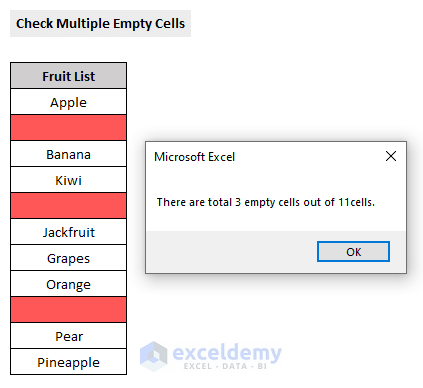 overview of using excel vba to check if multiple cells are empty