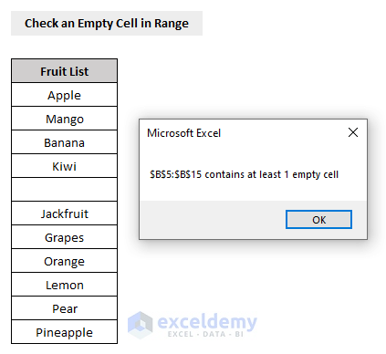 result of VBA to Check If Any Cell in a Range is Empty in Excel
