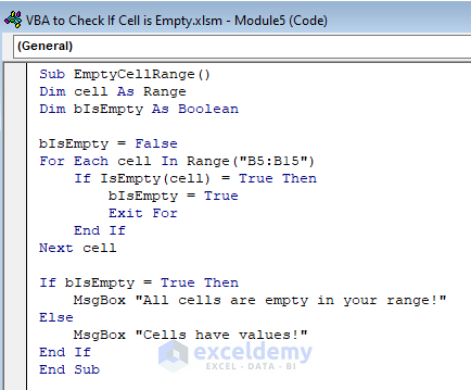 VBA to Check If All Cells in a Range are Empty in Excel