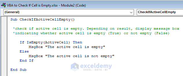 VBA to check If Active Cell is Empty in Excel