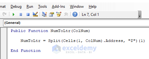 VBA to Convert Column Number to Letter with User-Defined Function (UDF) in Excel