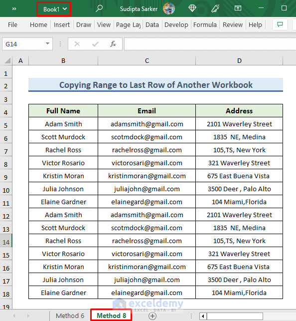 Result After Using Excel VBA to Copy Range of Another Workbook