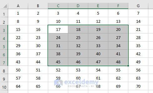 Result of VBA to Select a Range from Different Worksheet Based on Column Number in Excel