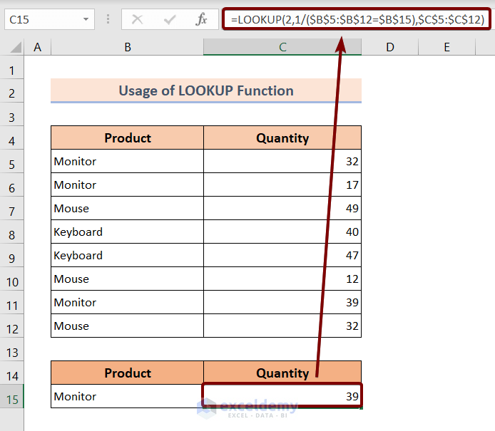 Apply LOOKUP Function to Pull the Last Match in Excel