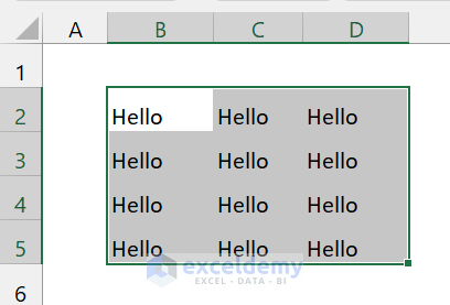 range of cells filled with values using for each loop excel