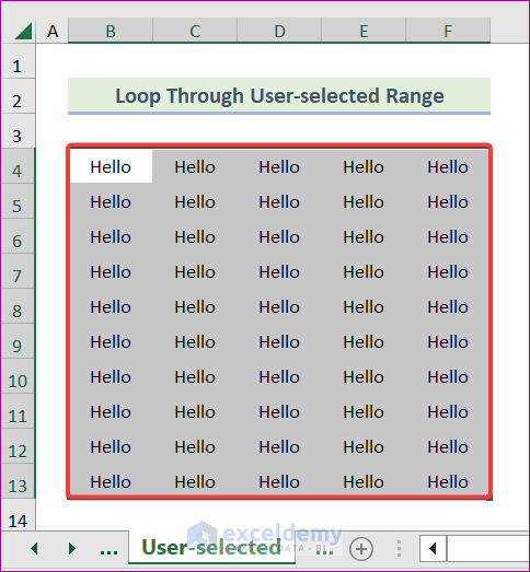 Loop through User-selected Range in Excel