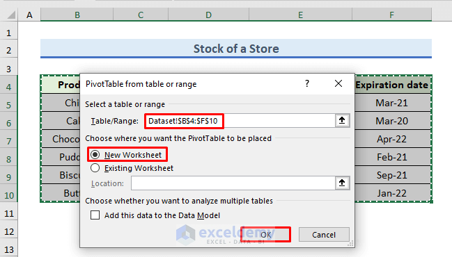 Selecting Range for Forming Pivot Table