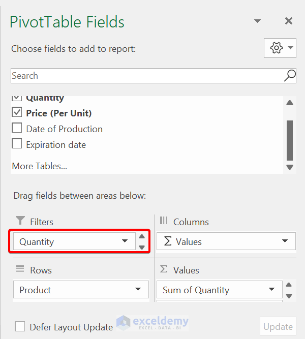 Placing Price in Filters Option