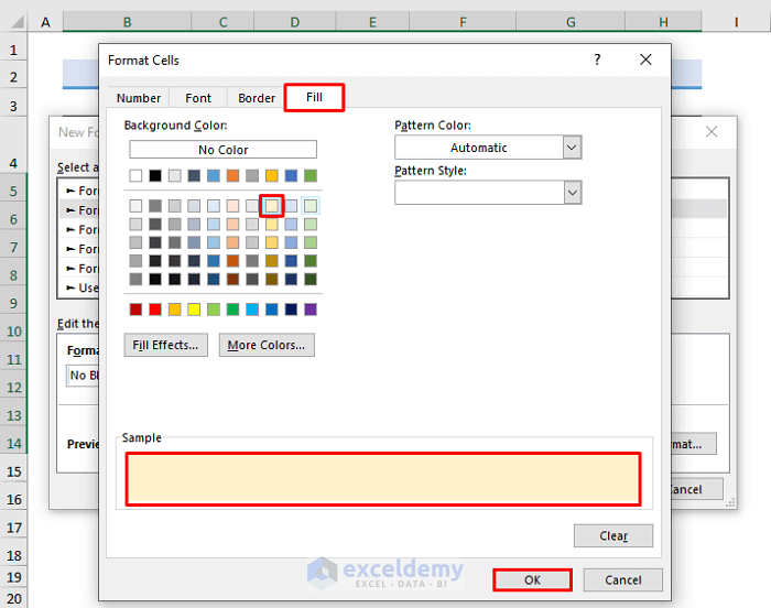 Choosing Color for Filling Non-Blank Cells