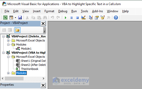 Opening VBA Window to Highlight Specific Text in a Cell with VBA in Excel