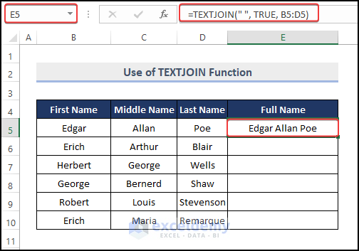 Apply TEXTJOIN Excel Function to Combine Cells