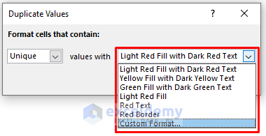 setting cell fill color and text color in the duplicate values 