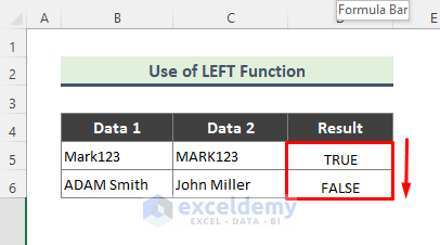 drag the fill handle to cell D6 to get the result whether cell values are matched or not