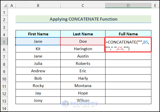 Applying CONCATENATE function to Concatenate Apostrophe in Excel