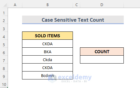 Excel Case Sensitive Text Count
